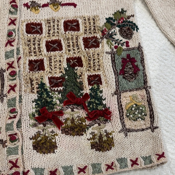 VINTAGE Paul Harris Design Women's Cream Cardigan Sz S - Picture 6 of 9